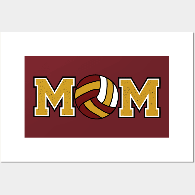 Volleyball Mom Gold and Maroon Wall Art by capesandrollerskates 